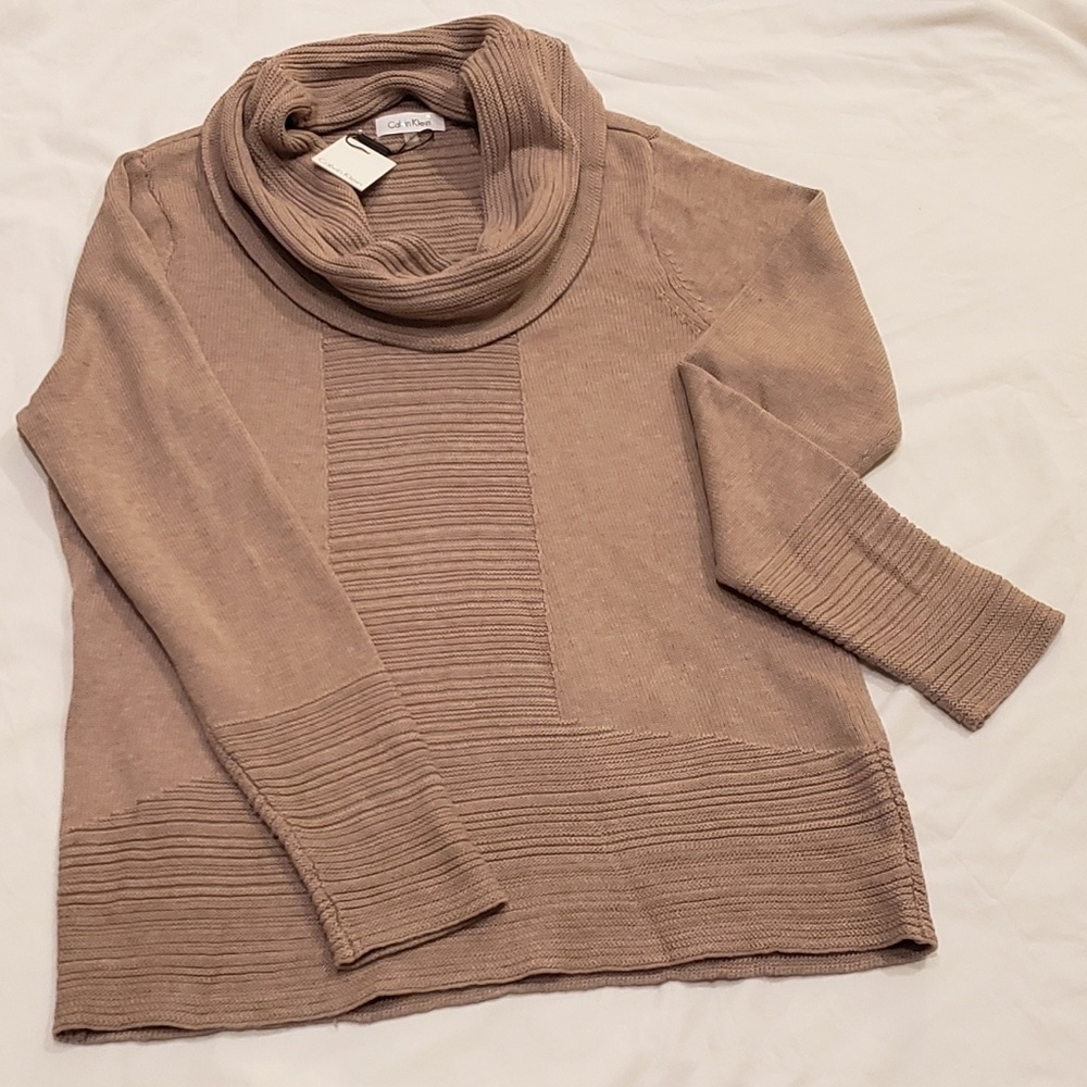 NWT Calvin Klein beige knit cotton sweater